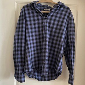 Pure Navy Purple & Gray Long Sleeve Flannel Shirt - Size Large